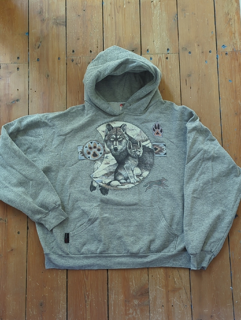 258-Vintage Wolf Graphic Hoodie Sweatshirt